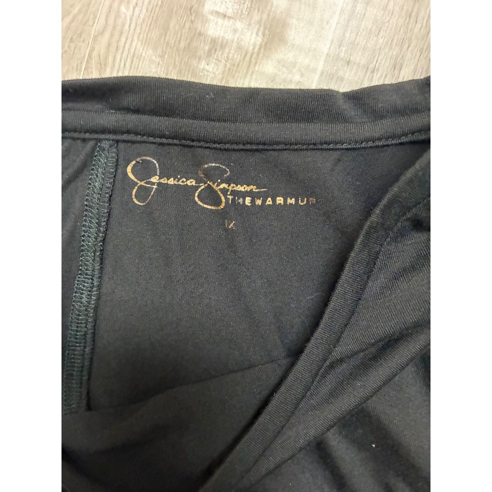 Jessica Simpson The Warm Up Black Sharkbite Hem Mesh Activewear Tank Top 1X - Picture 3 of 5